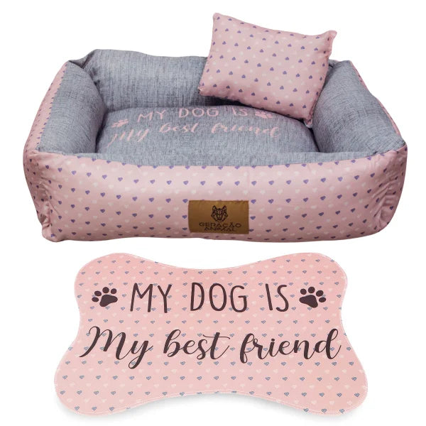 Cama para Cachorro Com Lacinhos Geração Animal + Tapete e Travesseiro 🌟OFERTA EXCLUSIVA HOJE]