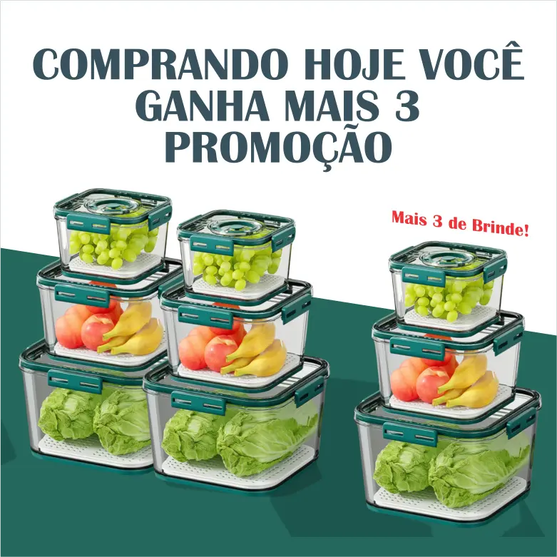 '- Kit Pote Hermético Vidro - Promoção Compre 6 Leve 9 Somente Hoje!