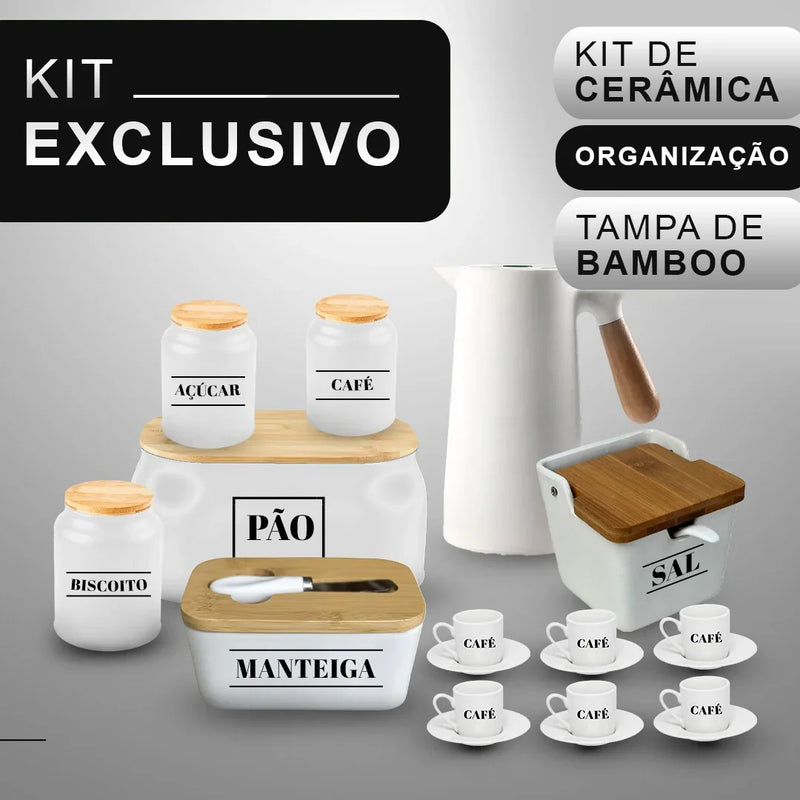 CerâmicaRustique™ - Conjunto Completo: Saleiro, Manteigueira, Porta Pão, Potes e Xícaras! [ULTIMO DIA DE PROMOÇÃO!]🔥