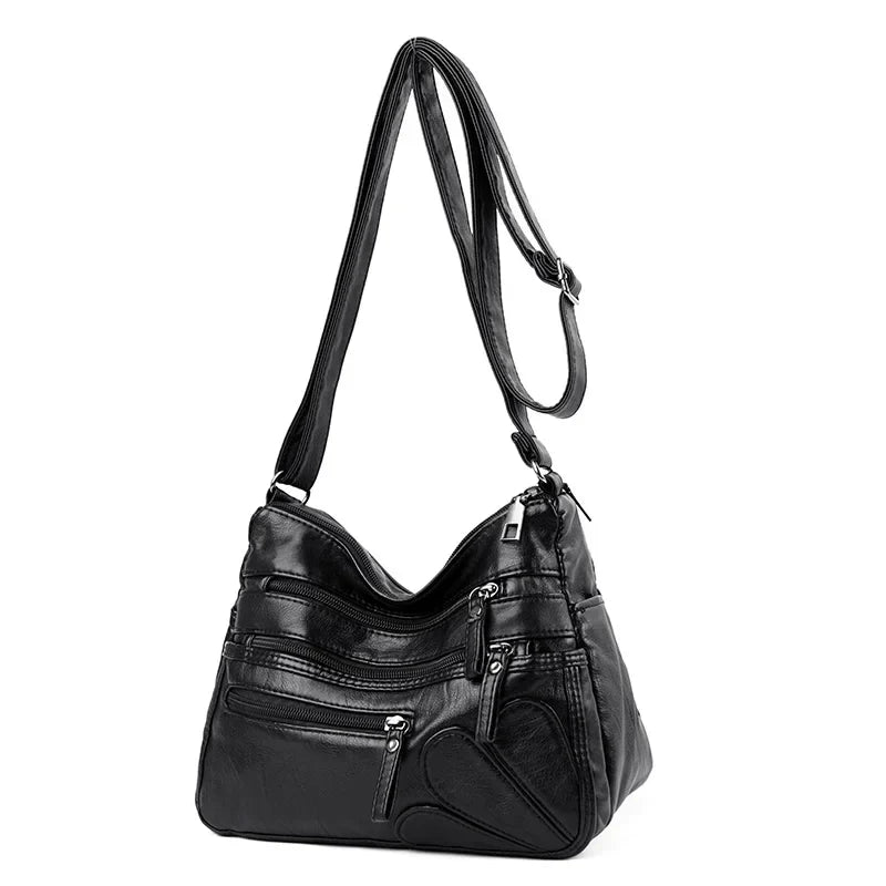 BOLSA de Ombro Feminina de ALTA Qualidade de COURO Macia, Bolsa CROSSBODY, Multi-Bolsos - 4 CORES