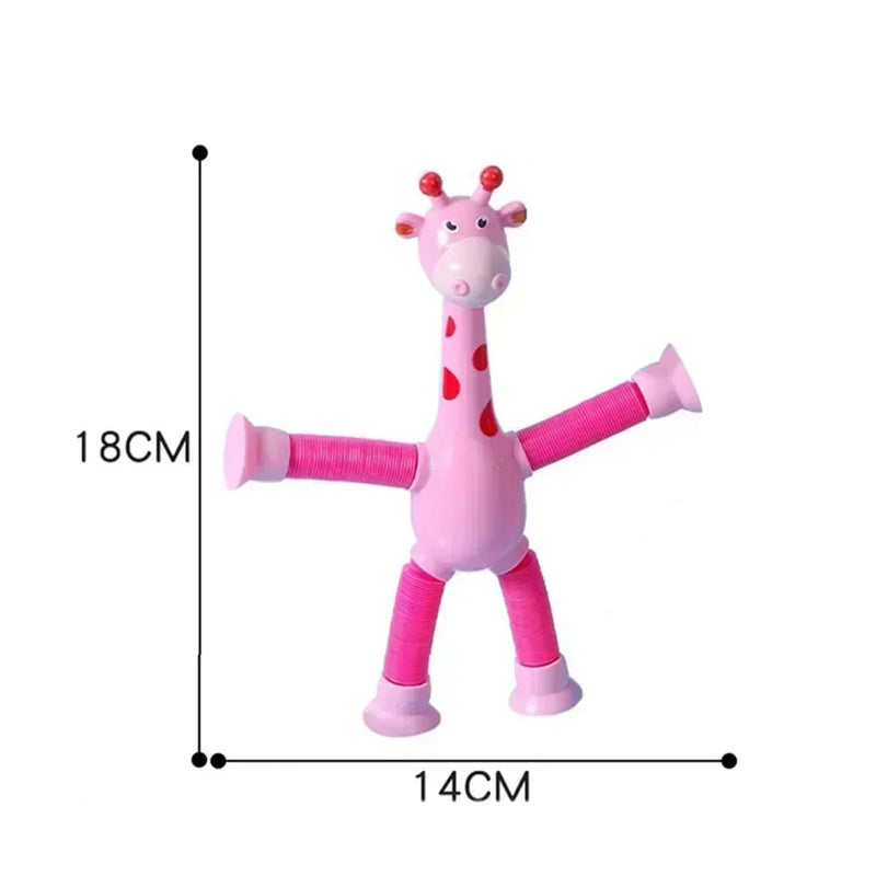 Brinquedo GIRAFINHAS Criativas ESTICA e GRUDA com VENTOSAS e Luz de LED