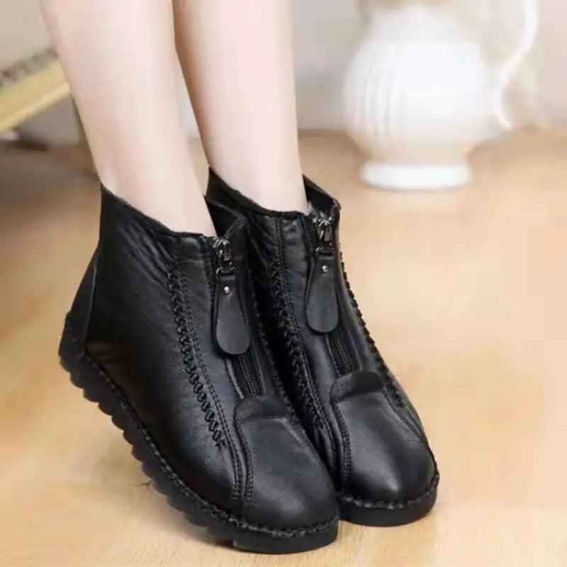 BOTAS de Tornozelo ALCOCHOADO Interno para Mulheres, ANTIDERRAPANTE, Estilo Retrô com Fecho de ZÍPER