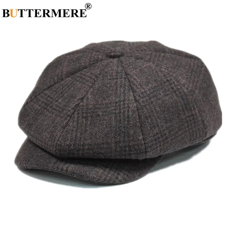 BONÉ de JORNALEIRO Masculino Arenque de lã BUTTERMERE, Estilo VINTAGE Britânica - Outono e INVERNO