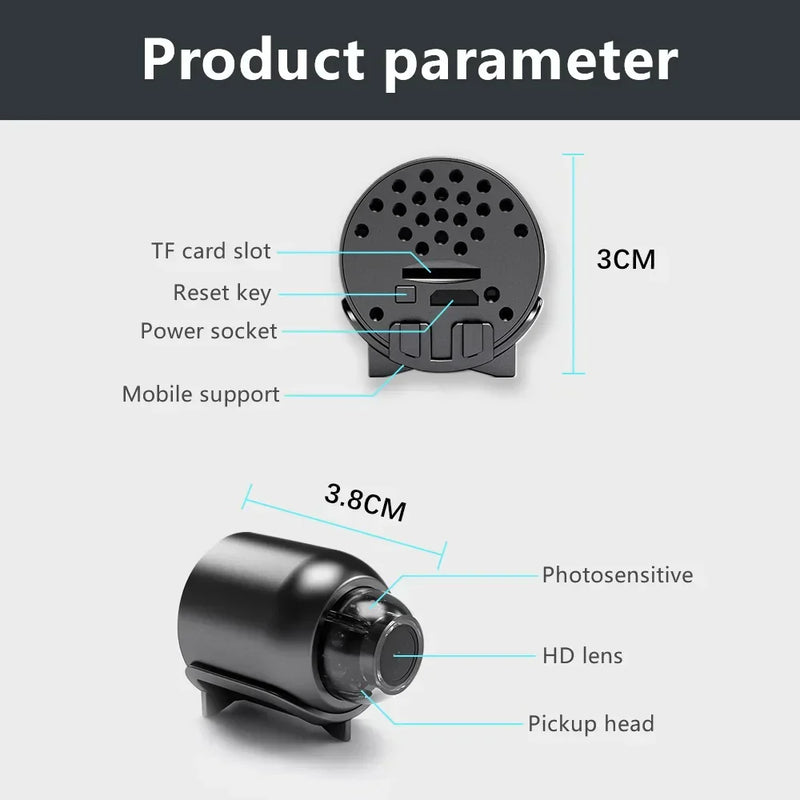 Mini CÂMERA sem Fio WIFI Vigilância Interna DETECÇÃO de Movimentos Visão NOTURNA Gravador de VIDEO HD e ÁUDIO