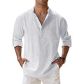 CAMISAS de LINHO de Algodão para HOMENS, Leves, Casuais, de MANGA COMPRIDA, de Henley Beach, Estilo HAVAIANAS - 8 CORES