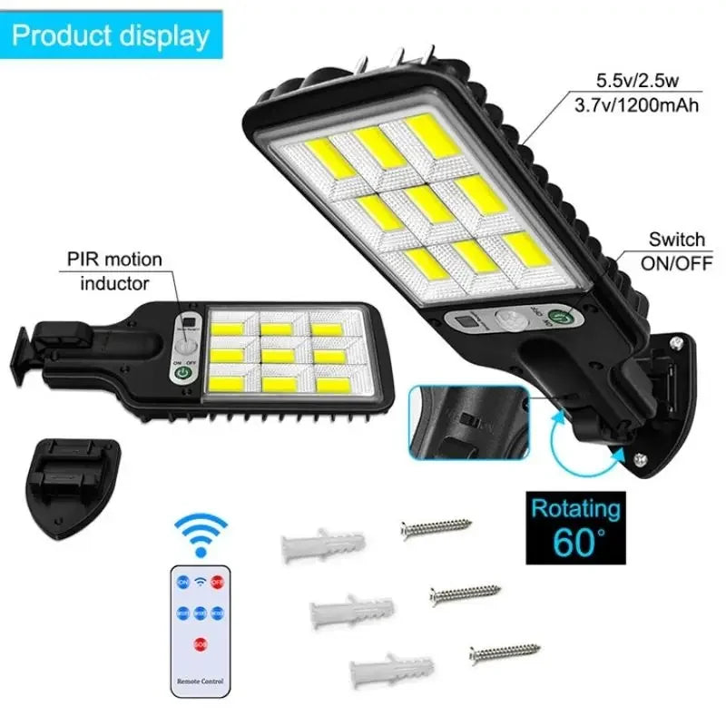 Kit de REFLETORES Led SOLAR 6000 Lumens com SENSOR de Movimento - Compre 1 e LEVE 4