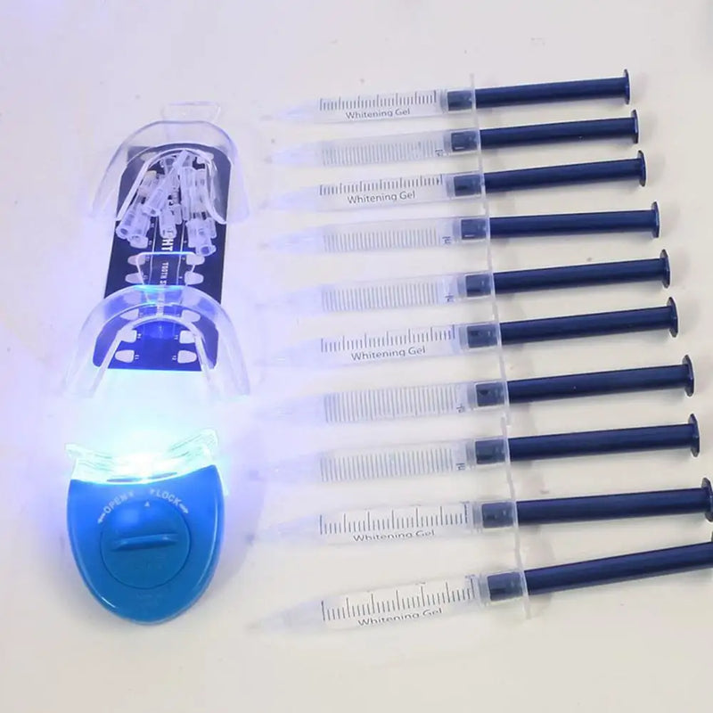 Kit BRANQUEAMENTO Dental com IRRIGADOR Oral Elétrico, Gel e MINI LUZ de CLAREAMENTO à Frio, Utilizando 44% de PERÓXIDO