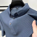 CAMISA Polo de SEDA Manga Curta ELÁSTICA, RESPIRÁVEL, Casual SÓLIDA, Moda Verão - 6 CORES