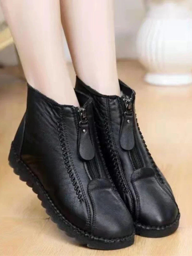 BOTAS de Tornozelo ALCOCHOADO Interno para Mulheres, ANTIDERRAPANTE, Estilo Retrô com Fecho de ZÍPER