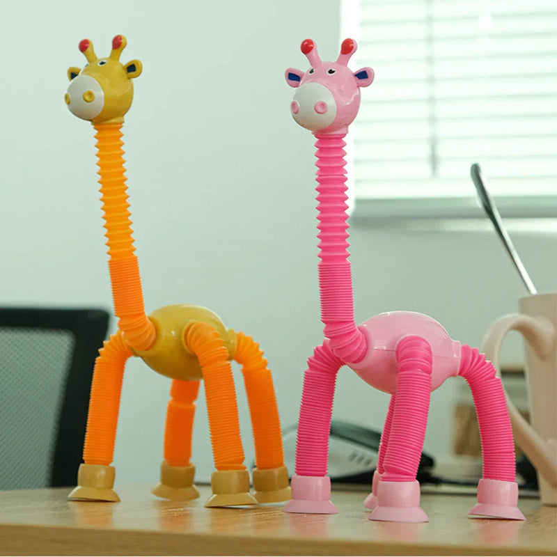 Brinquedo GIRAFINHAS Criativas ESTICA e GRUDA com VENTOSAS e Luz de LED