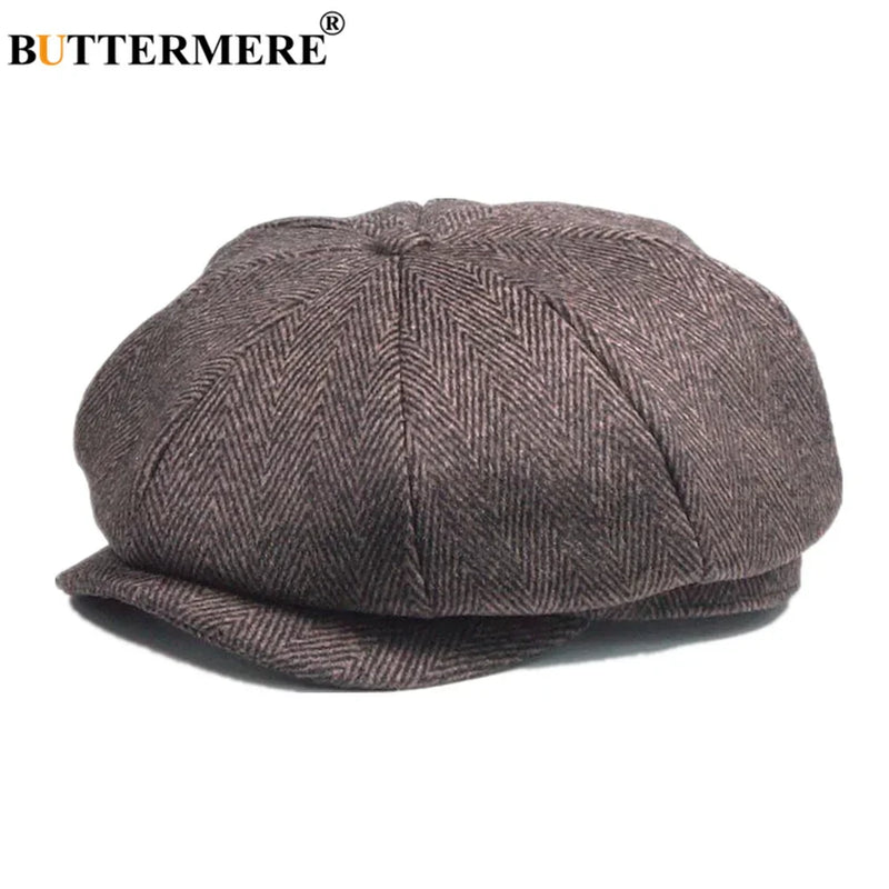 BONÉ de JORNALEIRO Masculino Arenque de lã BUTTERMERE, Estilo VINTAGE Britânica - Outono e INVERNO