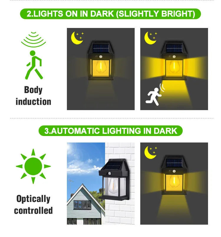 LÂMPADA LED de Parede SOLAR à Prova D'ÁGUA com Acendimento PRESENCIAL