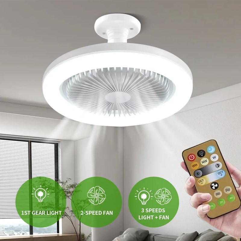 LUMINÁRIA LED com VENTILADOR de TETO Silenciosa com Controle REMOTO para Quartos, SALA de ESTAR e Outros AMBIENTES