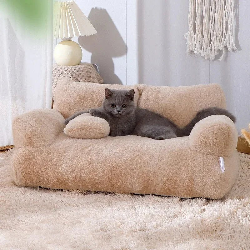 Sofá Cama com Zíper em Pelúcia e Veludo para Cães e Gatos